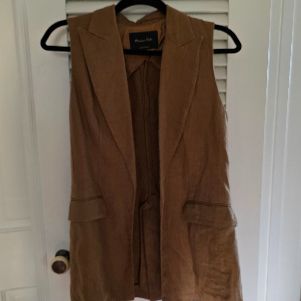 Massimo Dutti 100% Sleeveless Linen Blazer Waistcoat/Vest Size 2 USA (34 EUR)